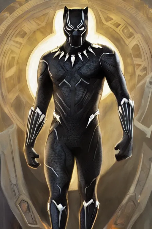 Image similar to ultra realistic illustration, black panther tchalla wearing a greek god type armor mixed with wakandan stylr, sci - fi, fantasy, intricate, elegant, highly detailed, digital painting, artstation, concept art, smooth, sharp focus, illustration, art by artgerm and greg rutkowski and alphonse mucha