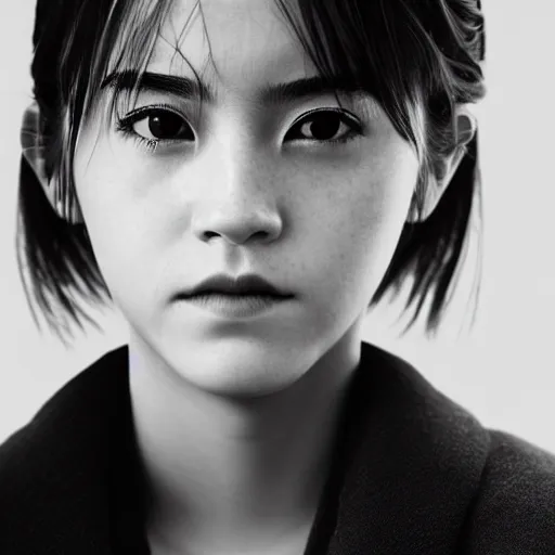 Image similar to japanese version of emma watson, portrait, close up, shallow depth of field, award winning,