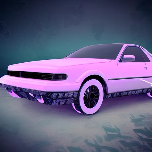 Image similar to vaporwave car