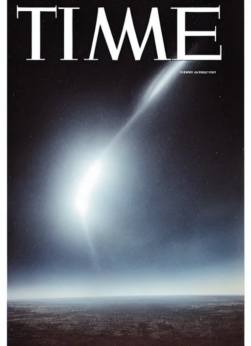 Prompt: TIME magazine cover, the coming AI singularity, a deepness in the sky, pinhole