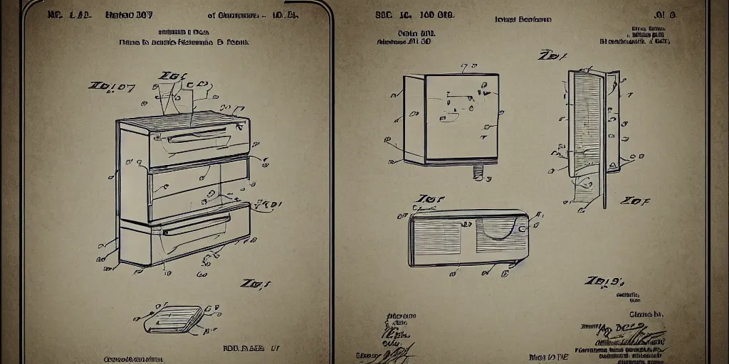 Image similar to refrigerator patent drawing style