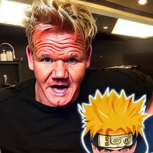 Image similar to Gordon Ramsay as Naruto