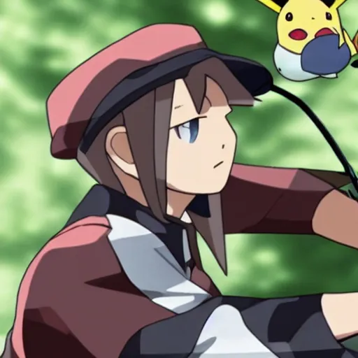 Prompt: hitler Pokémon trainer, anime,