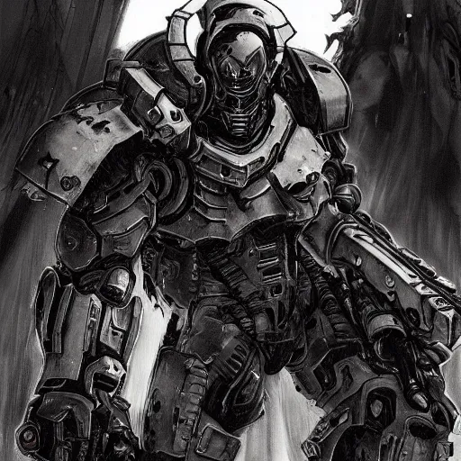 Image similar to doom slayer, tsutomu nihei art