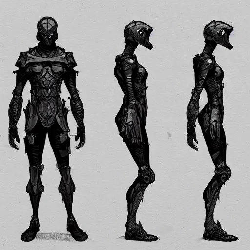 Prompt: concept art, stylized silhouette, super exaggerated proportions, concept design, sketch, male, science fiction suit, helmet, arthur rackham, mike mignola, trending on artstation