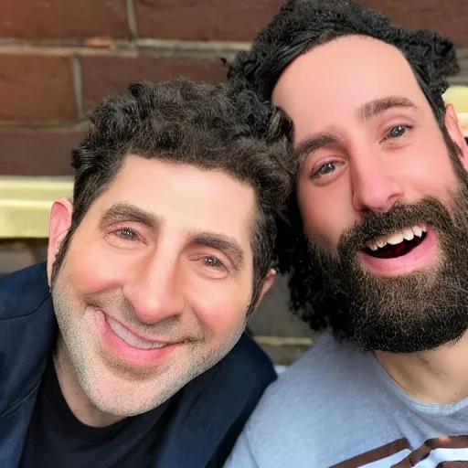 Prompt: radio hosts david brody and skeery jones the brooklyn boys podcast real life, 8 k, 4 k uhd, realistic, hyper realistic, super detailed, very detailed, detailed