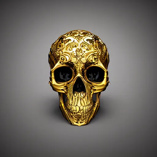 Image similar to gold ornate gothic skull with jewels digital art, artstation, concept art