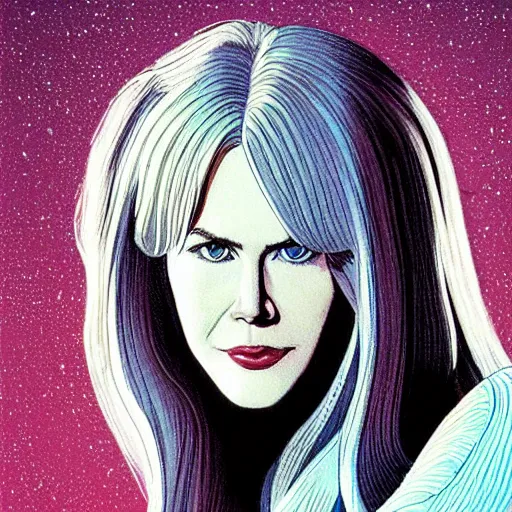 Image similar to “ nicole kidman retro minimalist portrait by jean giraud, moebius starwatcher comic, 8 k ”