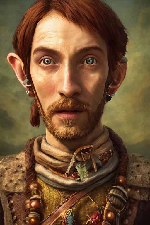 Image similar to Beedle from Zelda oil on canvas, intricate, portrait, 8k highly professionally detailed, HDR, CGsociety