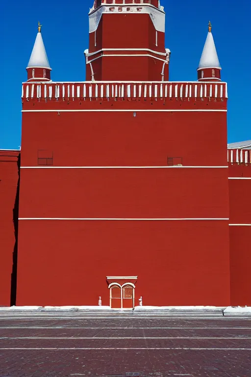 Image similar to photography by ando tadao and wes anderson, kremlin, red square, building with bricks, sharp focus, golden ratio, symmetry, ultra realistic, 8 k