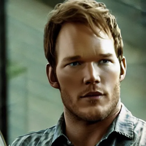 Image similar to Chris Pratt in new Mario Bros movie, 35mm film