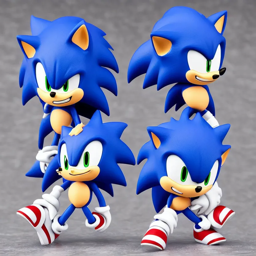 Prompt: nendroid figure of a singular sonic the hedgehog, high quality