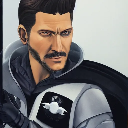 Image similar to adam jensen spaceship pilot portrait by ralph mcquarrie. trending at artstation