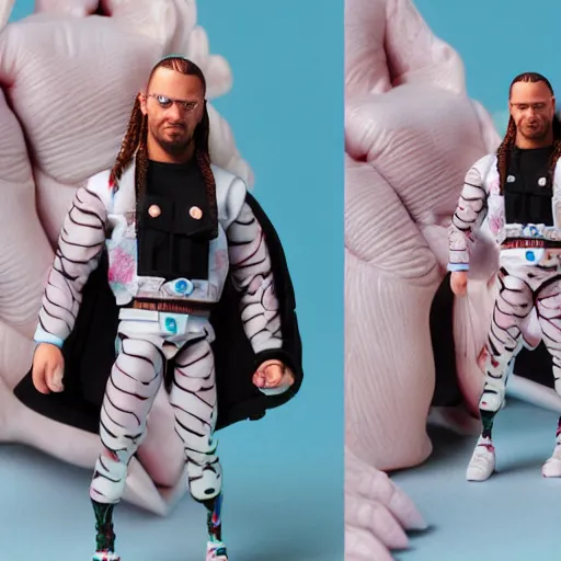 Image similar to jody highroller, miniature action figure, promotional studio photography