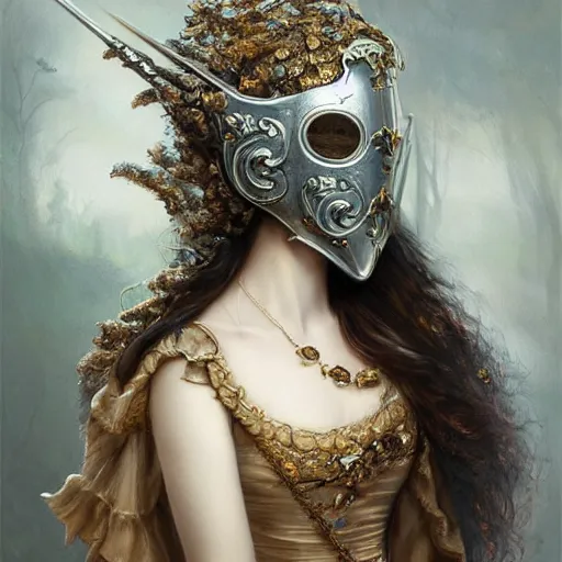 Prompt: A masterpiece ultrarealistic ultradetailed portrait of a Incredibly beautiful angel princess with Royal Tevton Knight Full Iron Helmet mask. baroque renaissance girl in the night forest. medium shot, intricate, elegant, highly detailed. trending on artstation, digital art, by Stanley Artgerm Lau, WLOP, Rossdraws, James Jean, Andrei Riabovitchev, Marc Simonetti, Yoshitaka Amano. background by James Jean and Gustav Klimt, light by Julie Bell, 4k, porcelain skin.