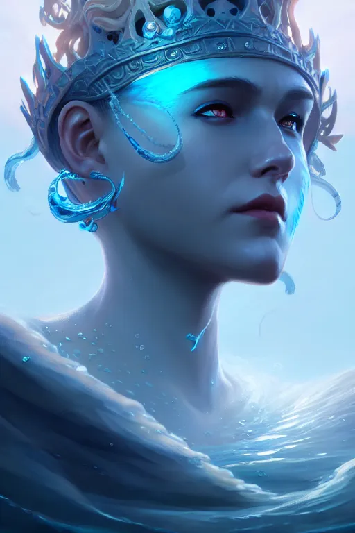 Prompt: queen of the sea, mysterious, serene, highly detailed, digital painting, artstation, concept art, smooth, clear focus, illustration, unreal engine 5, 8 k, works by ross tran, greg rutkowski and edgar maxence