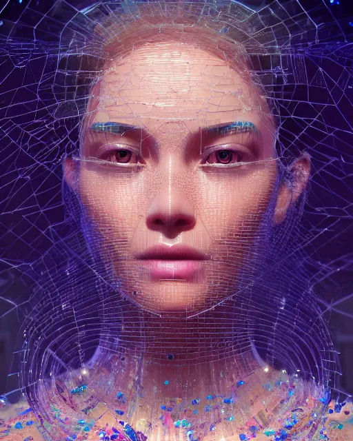 Prompt: portrait of a woman made out of crystals. intricate artwork, by tooth wu, wlop, beeple, dan mumford concept art, octane render, trending on artstation, greg rutkowski very coherent symmetrical artwork cinematic, key art, hyper realism, high detail, octane render, 8 k, iridescent accents