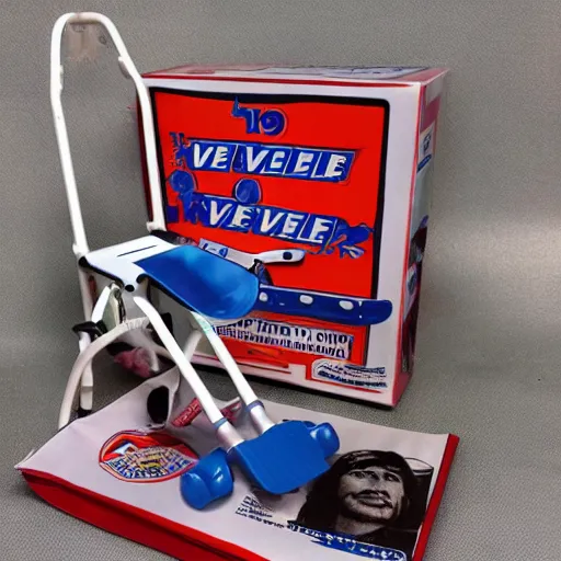 Image similar to evel knievel broken leg play set, wheelchair, crutches, by mattel, for kids, j. c. penny wish book 1 9 8 2