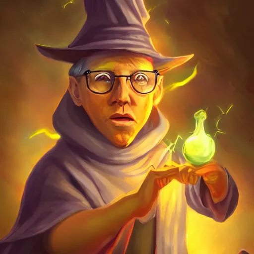 Image similar to wizard nerd casting a spell , digital painting , digital art , artstation , devian art , 4k , HD