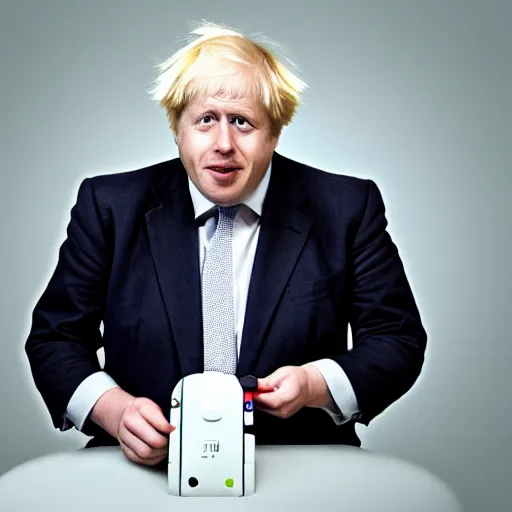 Prompt: Boris Johnson showing off his Nintendo Wii, happy shocked facial expression, 4k, 8k