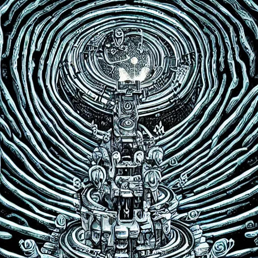 Prompt: a hyper realistic painting of an alien labyrinth, by joe fenton, highly detailed, vivid color,