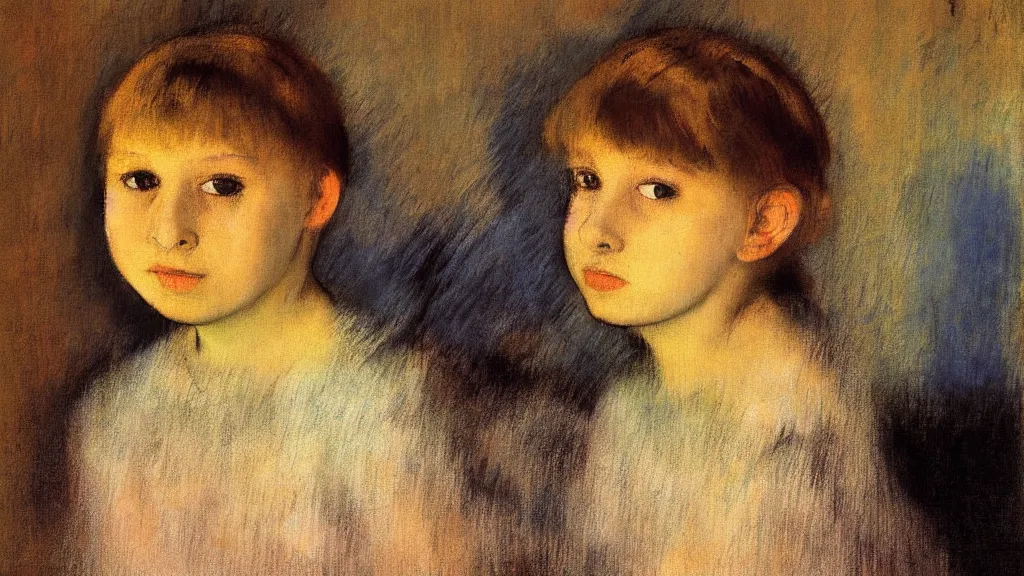 Prompt: A decent young girl portrait by Edgar Degas.