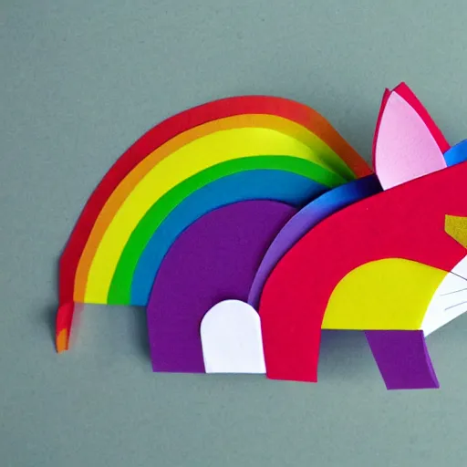 Image similar to rainbow papercraft cat