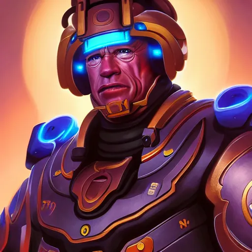 Image similar to a screenshot of arnold schwarzenegger as zenyatta in overwatch, portrait, fantasy, beautiful face, vivid colors, elegant, concept art, sharp focus, digital art, hyper - realistic, 4 k, unreal engine, highly detailed, hd, dramatic lighting by brom, trending on artstation