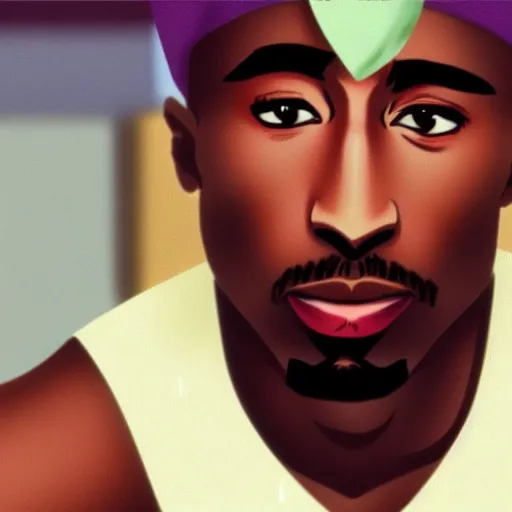 Image similar to Tupac Shakur, screenshot from a 2012s anime