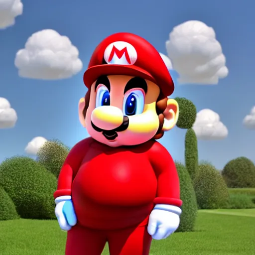 Image similar to real life big chungus dressed like mario, super mario with bunny ears, big chungus, fat bugs bunny, high resolution photo