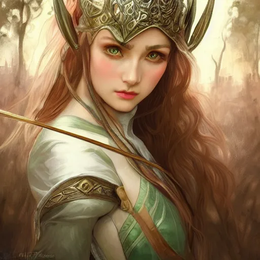 Image similar to a photograpic of elven archers, cute, fantasy, intricate, elegant, centered, wide lens, highly detailed, digital painting, artstation, long shot, photographic, half-body portrait, concept art, smooth, sharp focus, illustration, art by artgerm and H R Giger and alphonse mucha