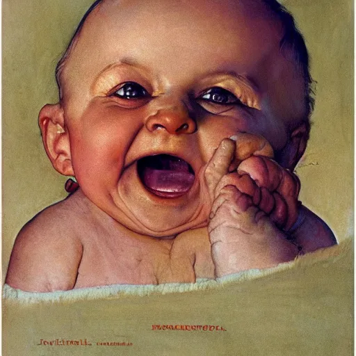 Prompt: smiling baby gloworm, by norman rockwell