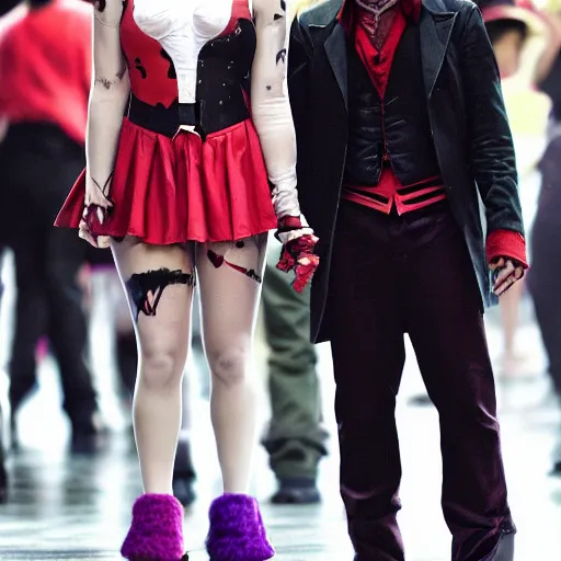 Prompt: heath ledger joker and harley quinn