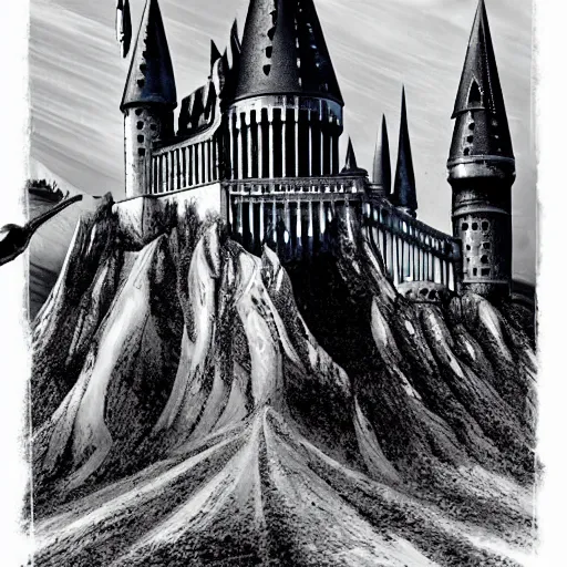 line art hogwarts castle illustration vector... - Stock Illustration  [94839533] - PIXTA