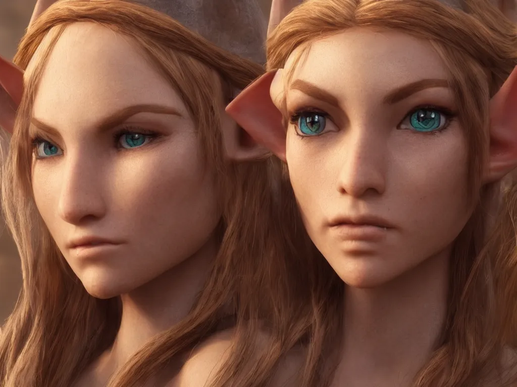 Prompt: a beautiful female elf, face closeup ， natural light ， realistic rendering ， metahuman