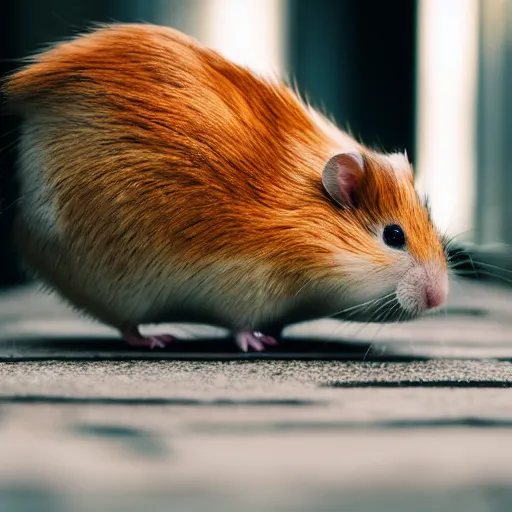 Prompt: photo of a hamster walking down a street, various poses, unedited, soft light, sharp focus, 8 k