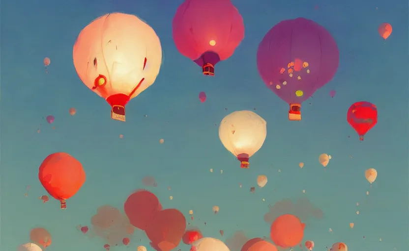 Image similar to flowers as hot air balloons by atey ghailan plein air