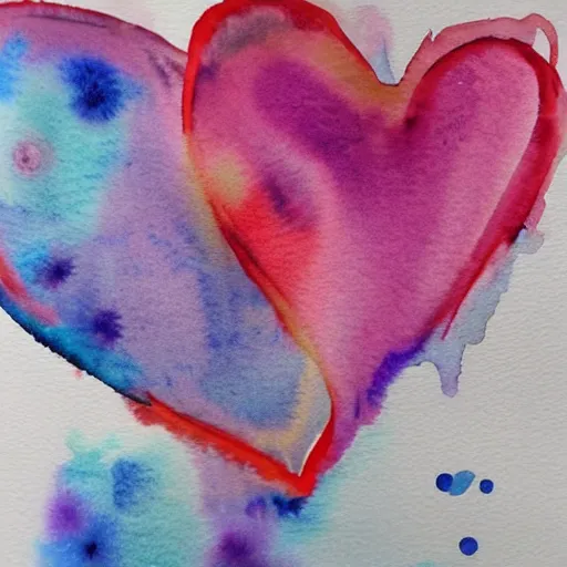 Prompt: hearts filled in with watercolor.colorful interior. dripping