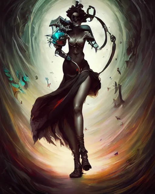 Image similar to the embodiment of darkness by Valentina Remenar, maximalism, peter mohrbacher and artgerm