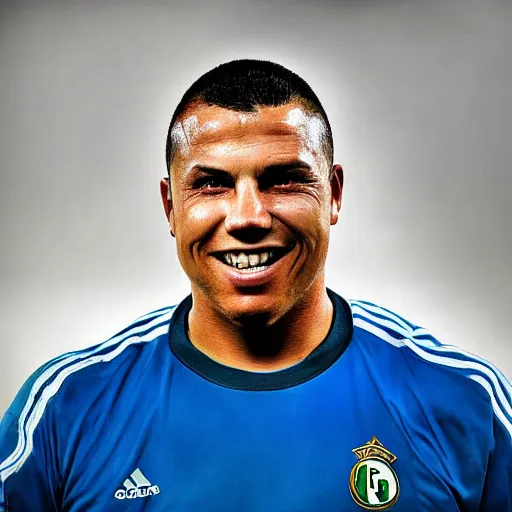 Image similar to real ronaldo nazario fenomeno head and shoulders portrait photograph by mark mann