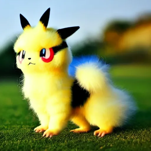 Image similar to real life pokemon, cute!!!, adorable!!!, fluffy!!!, ultra realistic!!!, golden hour, sharp focus