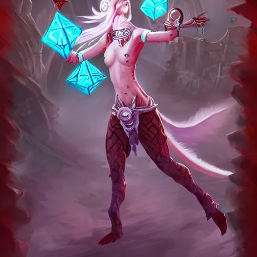 Prompt: a lizard priestess, D&D, splash art