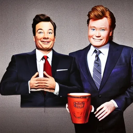 Image similar to a portrait of jimmy fallon, jay leno and conan o'brien combined