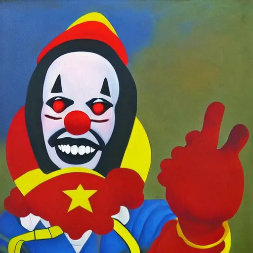 Prompt: clown, communist, soviet propaganda painting