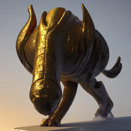 Image similar to portrait of animal gold statue, reflect, 8 k uhd, unreal engine, octane render in the artstyle of finnian macmanus, john park and greg rutkowski