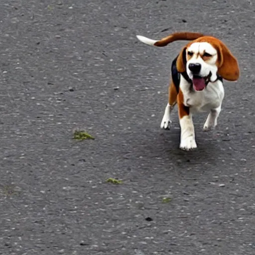 Prompt: legendary 1 0 0 metres beagle walking over a city, epic scale