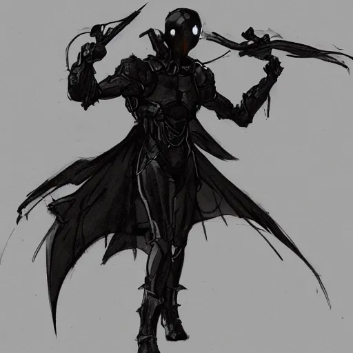 Image similar to concept art, stylized silhouette, super exaggerated proportions, concept design, sketch, male, science fiction suit, helmet, arthur rackham, trending on artstation