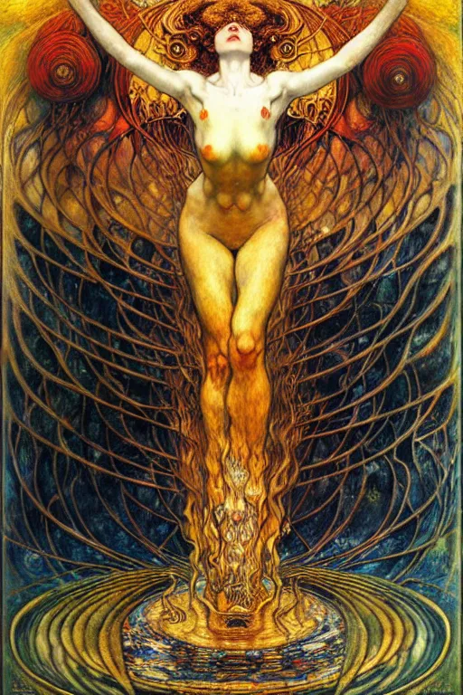 Image similar to Divine Chaos Engine by Karol Bak, Jean Delville, William Blake, Gustav Klimt, and Vincent Van Gogh, symbolist, visionary