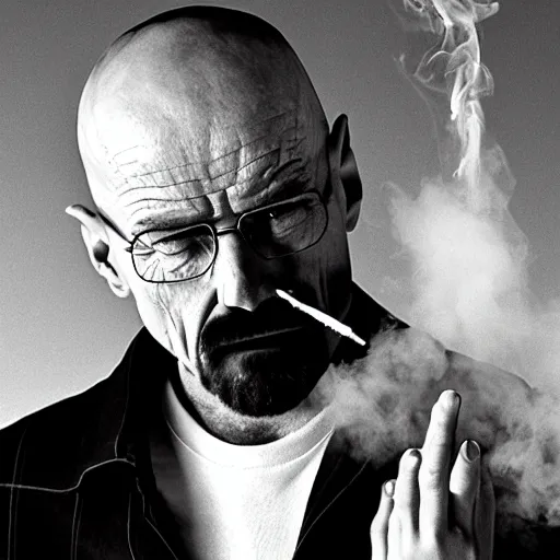 Image similar to walter white smoking a megaton of crack