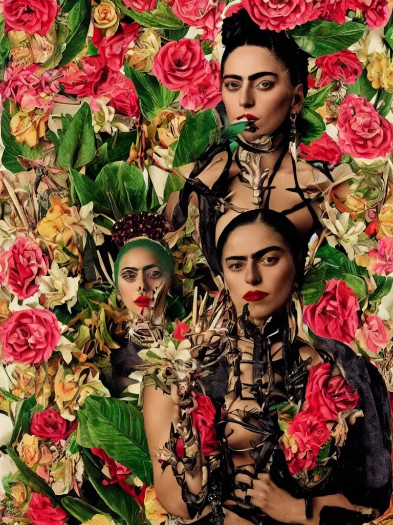 Image similar to Lady Gaga in Frida Kahlo style